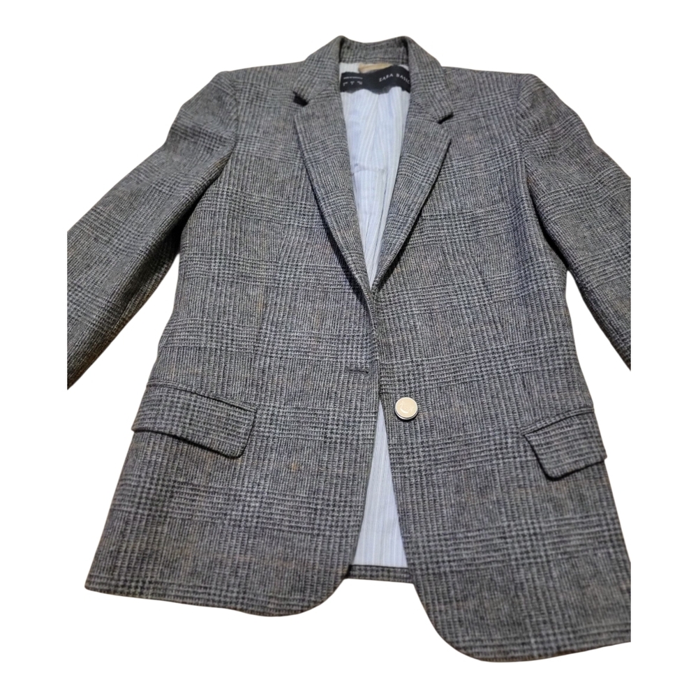 Zara Women's Gray Checkered Blazer - Picture 2 of 6